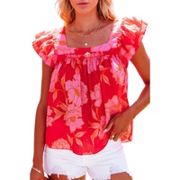Azura Exchange Ruffle Sleeve Floral Blouse - L thumbnail
