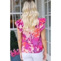 Azura Exchange Flutter Sleeves Frilled Neck Blouse - M thumbnail