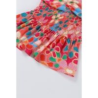 Azura Exchange Flower Print Puff Sleeve Peplum Top - L thumbnail