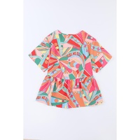 Azura Exchange Abstract Pattern Split V Neck Flowy Blouse - M thumbnail
