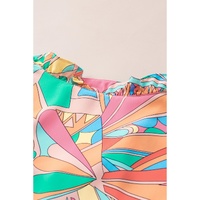 Azura Exchange Abstract Geometry Print Frilled V Neck Blouse - M thumbnail