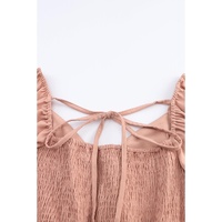 Azura Exchange Notched V-Neck Smocked Back Peplum Blouse - L thumbnail