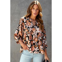 Azura Exchange Floral Print 3/4 Sleeve Blouse - L thumbnail