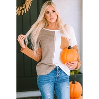 Azura Exchange Textured Knit Top with Colorblock Chest Pocket - L thumbnail