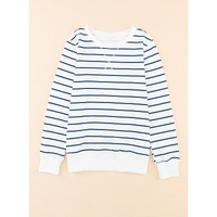 Azura Exchange Striped Print Ribbed Trim Long Sleeve Top - S thumbnail