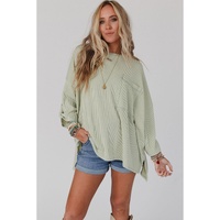 Azura Exchange Oversize Ribbed Roll-tab Sleeve Top - S thumbnail