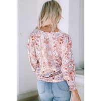 Azura Exchange Boho Print Shirred Cuffs Blouse - M thumbnail