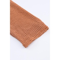 Azura Exchange Button Contrast Trim Waffle Knit Top - M thumbnail