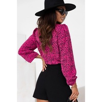 Azura Exchange Leopard Print Pleated Blouse - L thumbnail