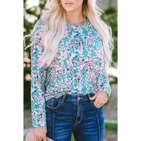 Azura Exchange Elegant Floral Print Long Sleeve Blouse - M thumbnail