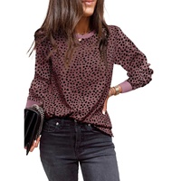 Azura Exchange Spotted Print Round Neck Long Sleeve Top - M thumbnail