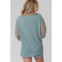 Azura Exchange Striped Bishop Sleeve Top - S thumbnail