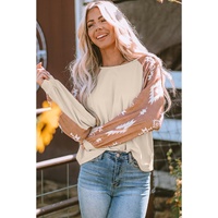 Apricot Western Print Patch Long Sleeve Top - S thumbnail
