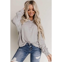 Gray Waffle Patchwork Dolman Sleeve Henley Top - M thumbnail