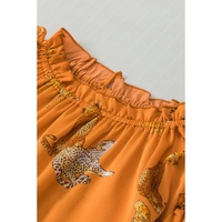 Orange Cheetah Printed Ruffled Sleeve Blouse - L thumbnail