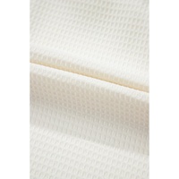 White Solid Color Ruffle Trim Waffle Knit Blouse - L thumbnail