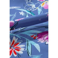 Sky Blue Floral Print Buttoned Neckline Tank Top - L thumbnail