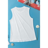 White Crew Neck Pleated Tank Top - XL thumbnail