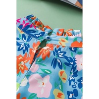 Sky Blue Frilled Collar Floral Vest - L thumbnail
