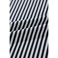 Black White Striped Patchwork 3/4 Sleeve Oversize Top - M thumbnail