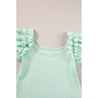 Clearly Aqua Ruffle Strap Crinkle Textured Tank Top - L thumbnail