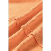 Grapefruit Orange Solid Color Textured High Low Long Sleeve Top - M thumbnail
