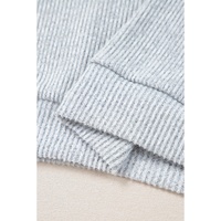 Light Grey Color Contrast Ribbed Loose Fit Long Sleeve Top - 2XL thumbnail