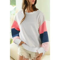 White French Terry Color Block Long Sleeve Top - L thumbnail
