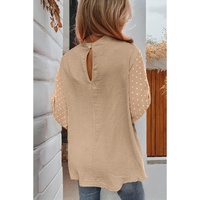 Parchment Swiss Dot Balloon Sleeve Loose Blouse - L thumbnail