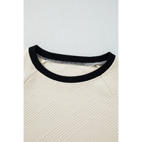 Jet Stream Color Block Edge Raglan Sleeve Crew Neck Textured Top - L thumbnail