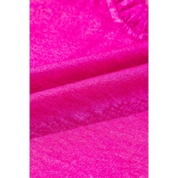 Rose Red Metallic Frilled V Neck Puff Sleeve Babydoll Blouse - M thumbnail