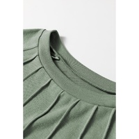 Grass Green Seam Detail Lace Contrast Cuffs Raglan Sleeve Top - L thumbnail
