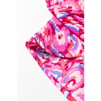Pink Abstract Print V Neck Half Sleeve Loose Fit Tunic Blouse - L thumbnail