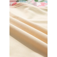 Beige Bowknot Printed Patchwork Raglan Sleeve Colorblock Edge Top - M thumbnail