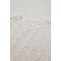 White Geometric Embroidered Slim Fit O Neck T Shirt - L thumbnail