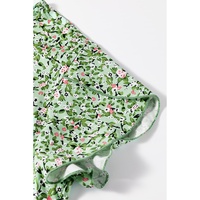 Green Boho Floral V Neck Wrap Short Sleeve Blouse - L thumbnail
