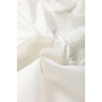 White Half Button Lace Patchwork Flutter Sleeve Blouse - L thumbnail