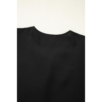Black Puff Sleeve Bowknot Front Peplum Blouse - L thumbnail