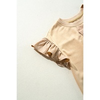 Parchment Two Tones Ribbon Bow Ruffle Sleeve Top - XL thumbnail