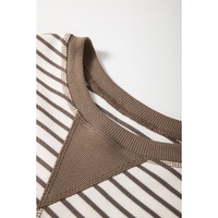 Parchment Contrast Detail Striped Ruffle Short Sleeve Top - L thumbnail