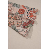 Orange Floral Print Deep V Neck Knot Bell Sleeve Blouse - L thumbnail
