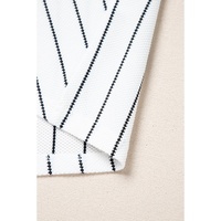 Black Stripe Chevron Striped V Neck Long Sleeve Casual Top - L thumbnail