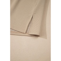 Pale Khaki Contrast V Neck Ruffled Textured Knit Top - L thumbnail