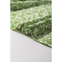 Light Green Floral Ruffle Puff Short Sleeve Frilled Collar V Neck Blouse - L thumbnail