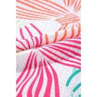 Multicolour Bowknot Printed Waffle Crewneck Loose Short Sleeve Top - L thumbnail