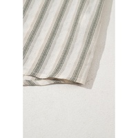 Gray Stripe Frilled Tie Neck Short Sleeve Blouse - L thumbnail