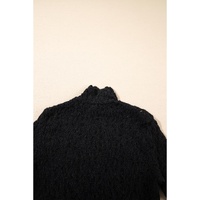 Black Flower Lace See Through Mock Neck Long Sleeve Top - L thumbnail