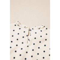 Apricot Polka Dot Print Frilled Collar Lantern Sleeve Blouse - L thumbnail