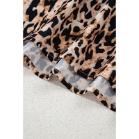 Apricot Leopard V Neck Half Sleeve Blouse - L thumbnail