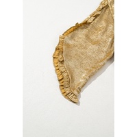 Gold Metallic Luster Frilled Half Sleeve Blouse - M thumbnail